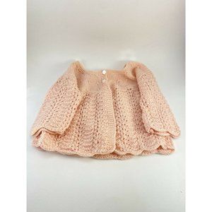 Very Cute Hand Knitted Peach Baby Sweater Size 3 Months Above